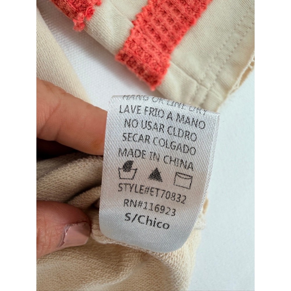 Easel Heart Patch Top Cream Red Graphic Tee Boho Cute S - Picture 13 of 16